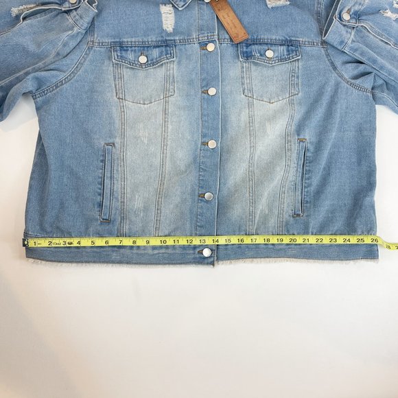 Ashley Vintage Charm Denim Jacket Distressed 3X - Picture 4 of 7